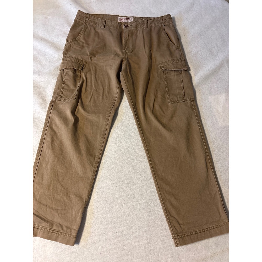 Arizona‎ Jean Co Mens Cargo Pants Brown Straight Leg Cotton Twill 34X30